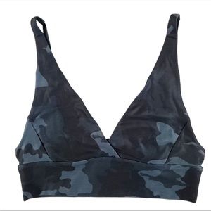 PRANA Layna Brami Black Camo Sports Bra Faux Wrap Adjustable Straps Small